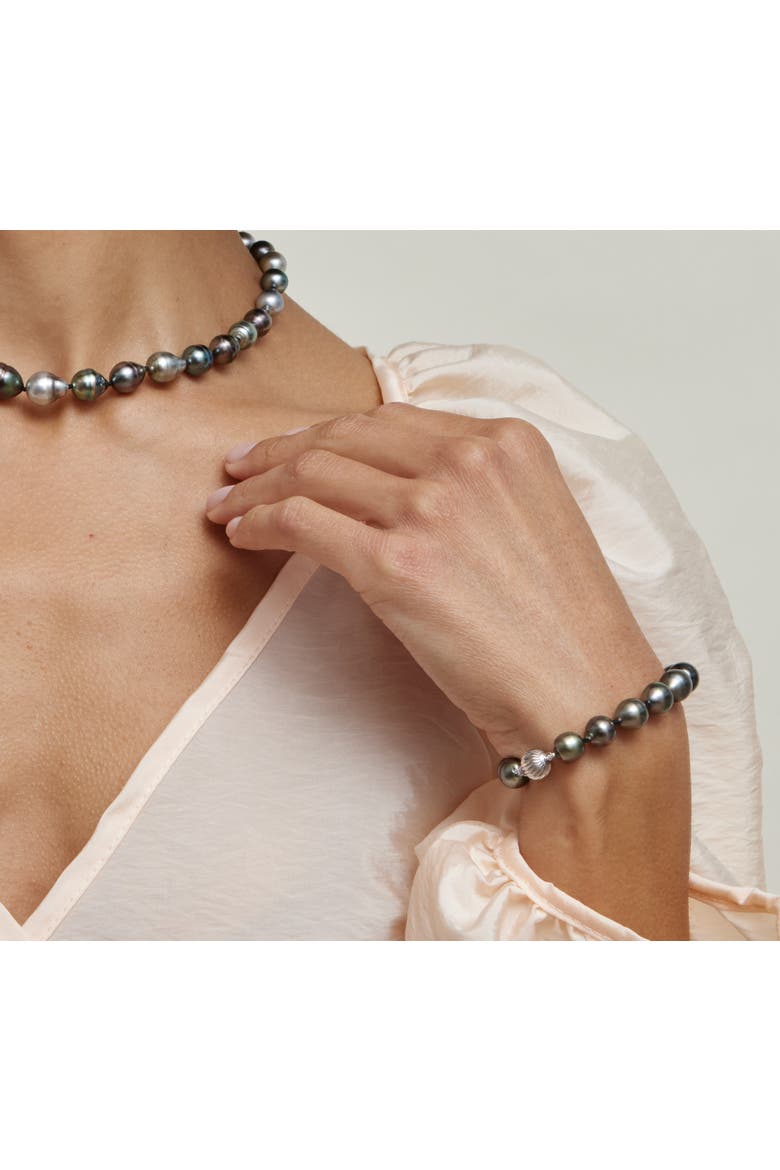 Tahitian South Sea Pearl Drop Shape Bracelet, Alternate, color, Black Pearls