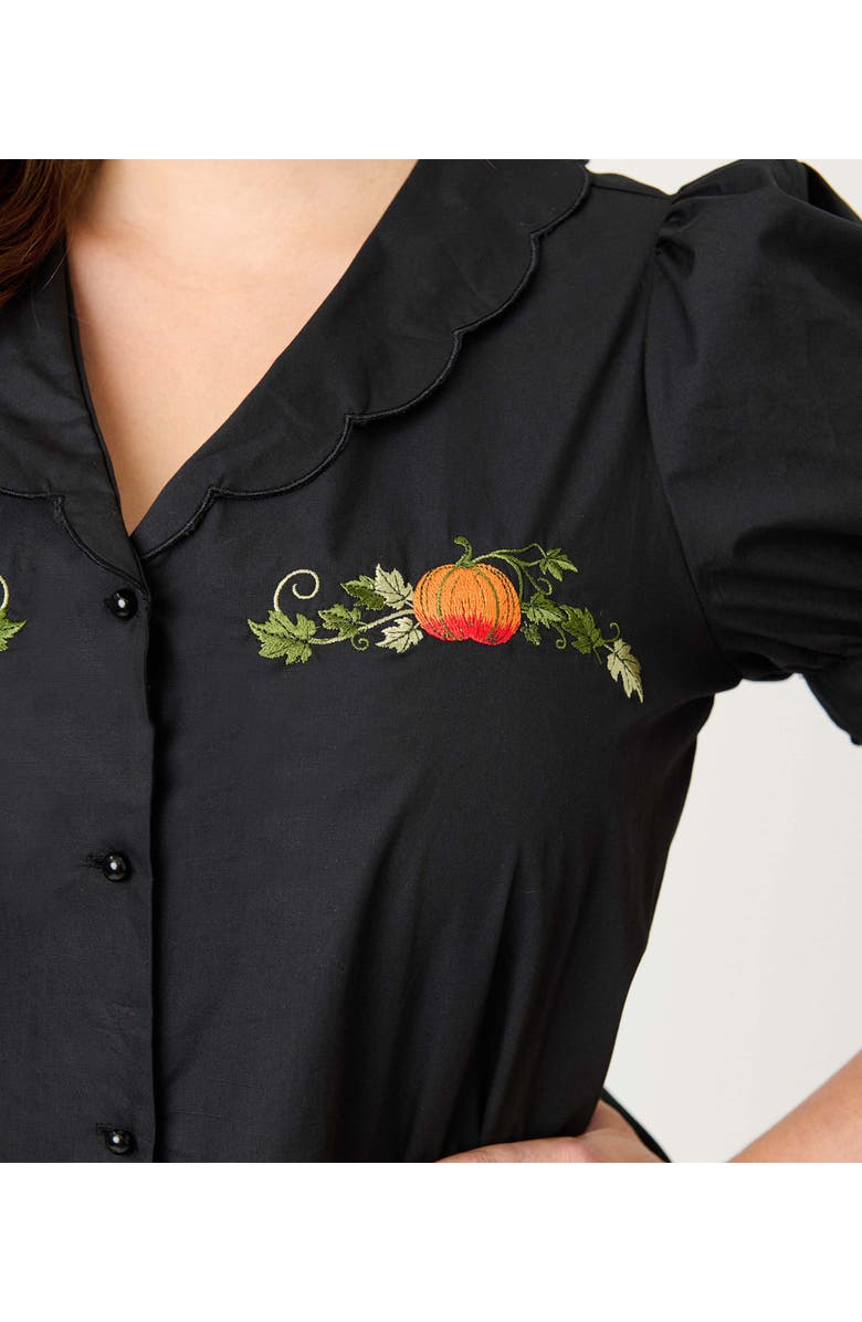 Smak Parlour Embriodered Puff Sleeve Top, Alternate, color, Black