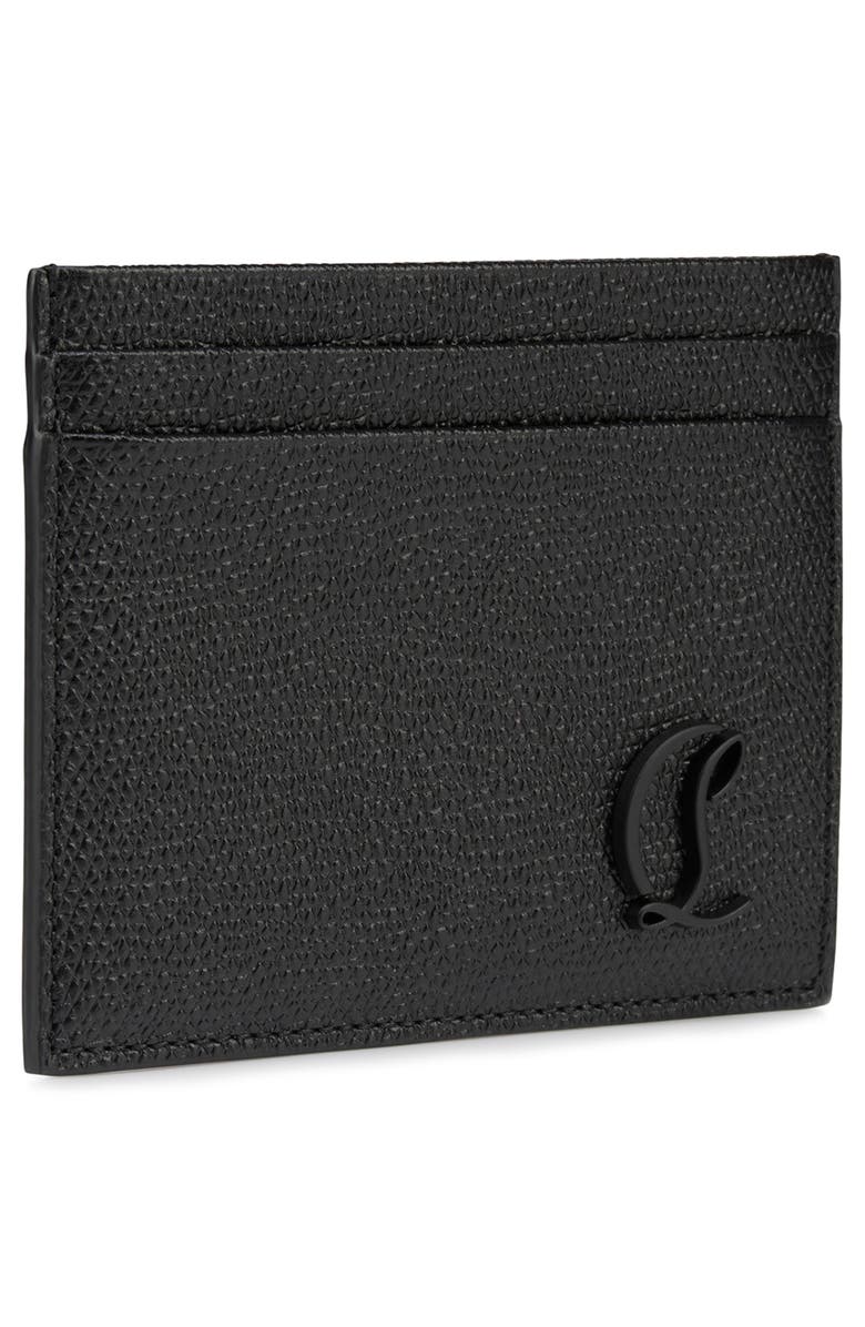 Christian Louboutin Mooncrest Leather Card Case, Alternate, color, Black