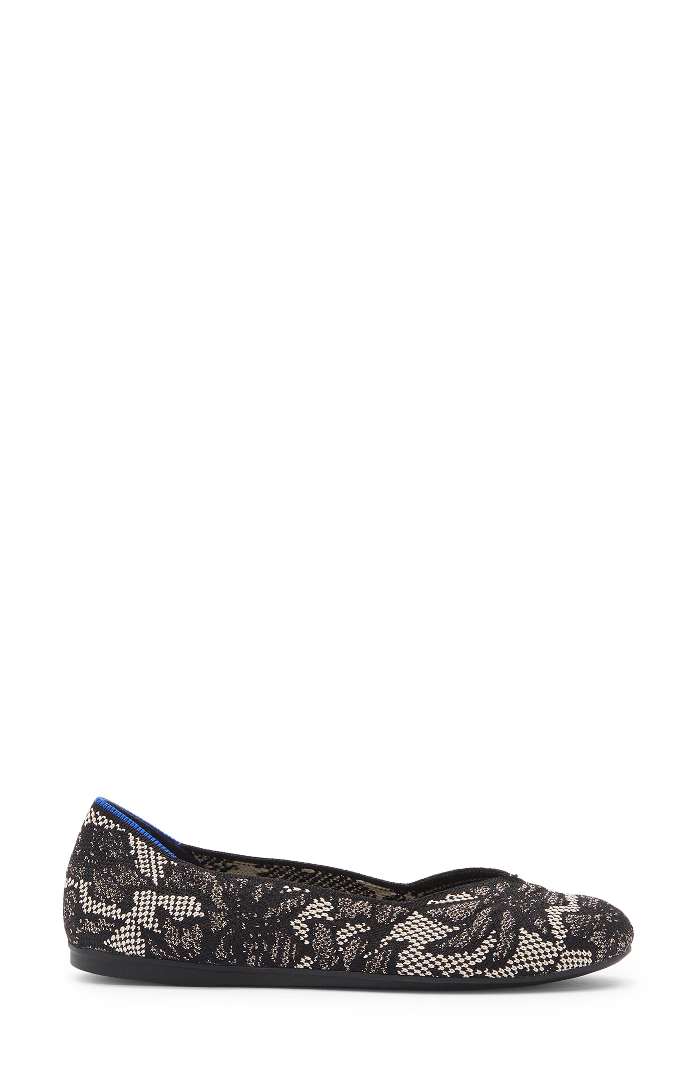 The Round Toe Flat, Alternate, color, BLACK CHANTILLY
