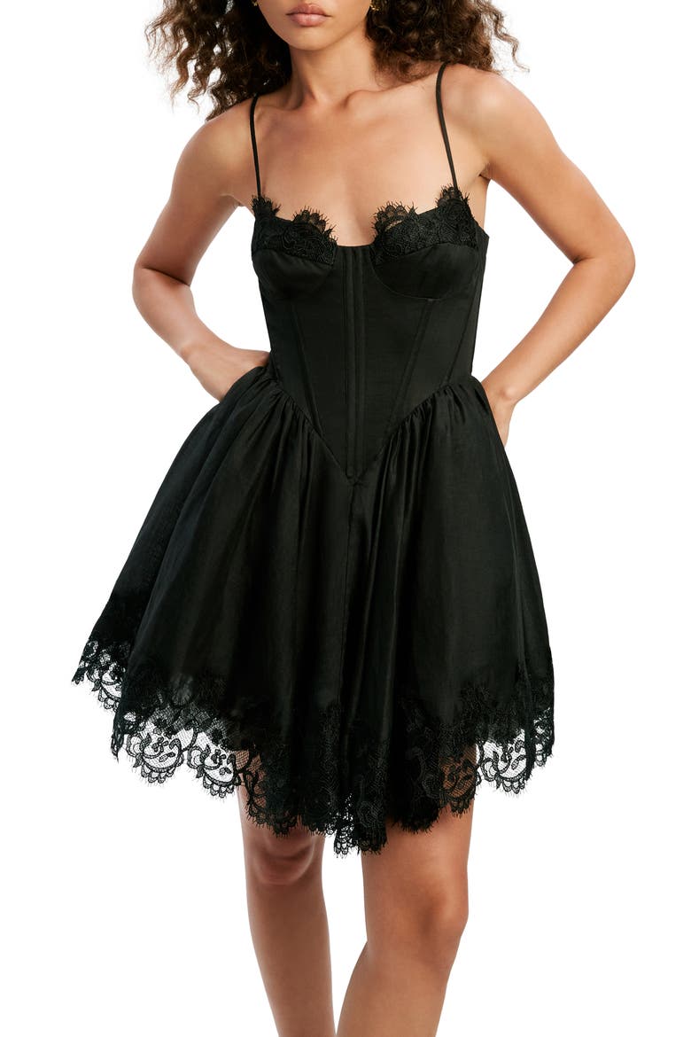 Ashta Lace Detail Minidress, Alternate, color, BLACK