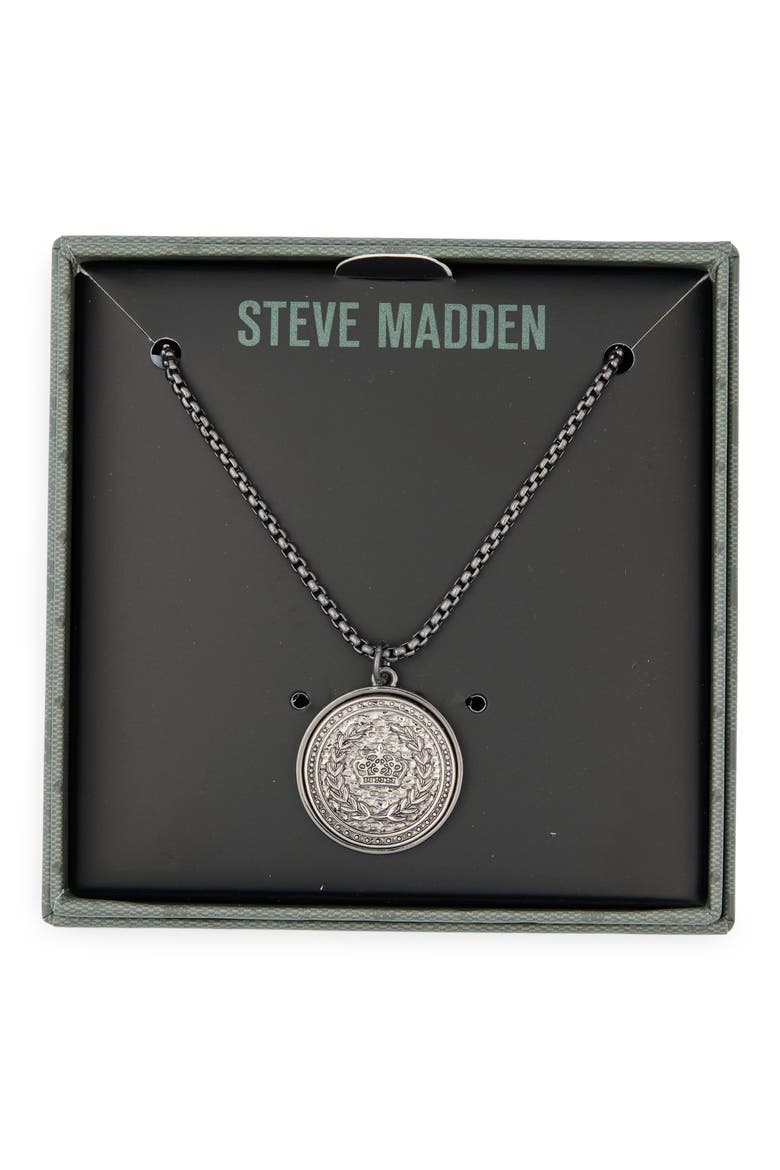 Coin Pendant Necklace, Main, color, SHINY RHODIUM