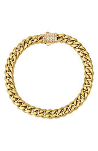 Men's 18k Gold Plated Crystal Curb Chain Bracelet