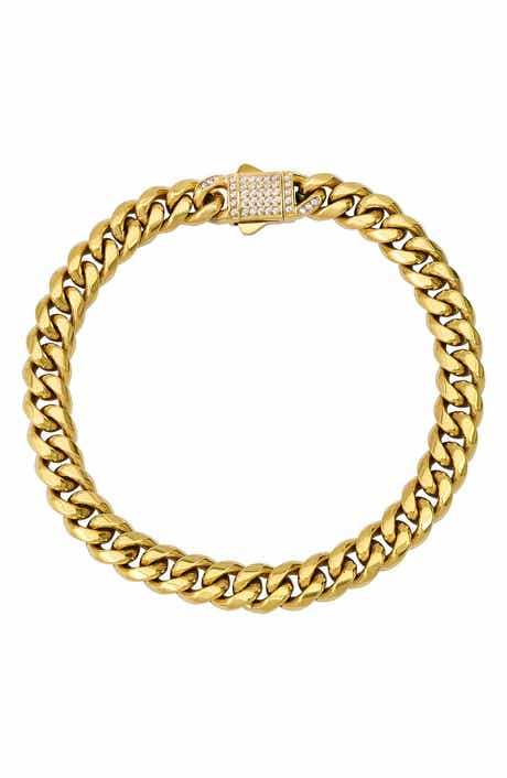 Men's 18k Gold Plated Crystal Curb Chain Bracelet