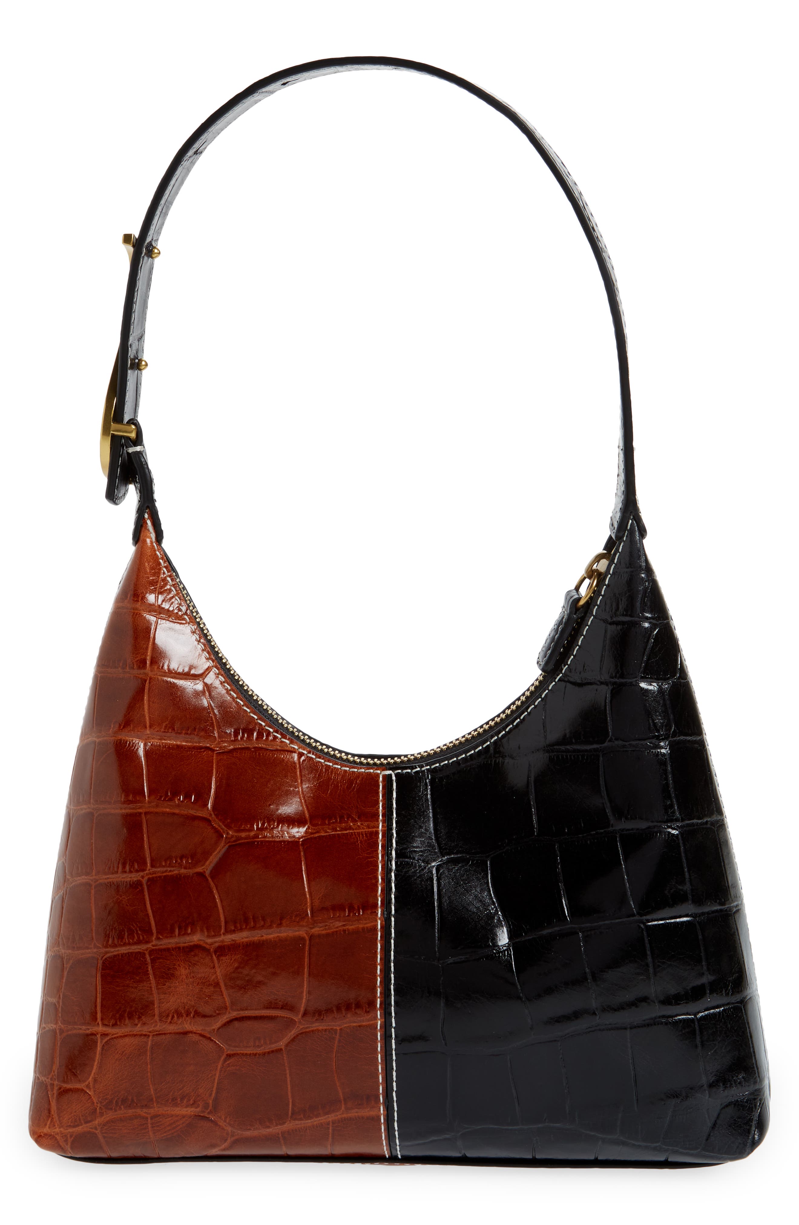 STAUD Scotty Croc Embossed Leather Top Handle Bag, Alternate, color, 