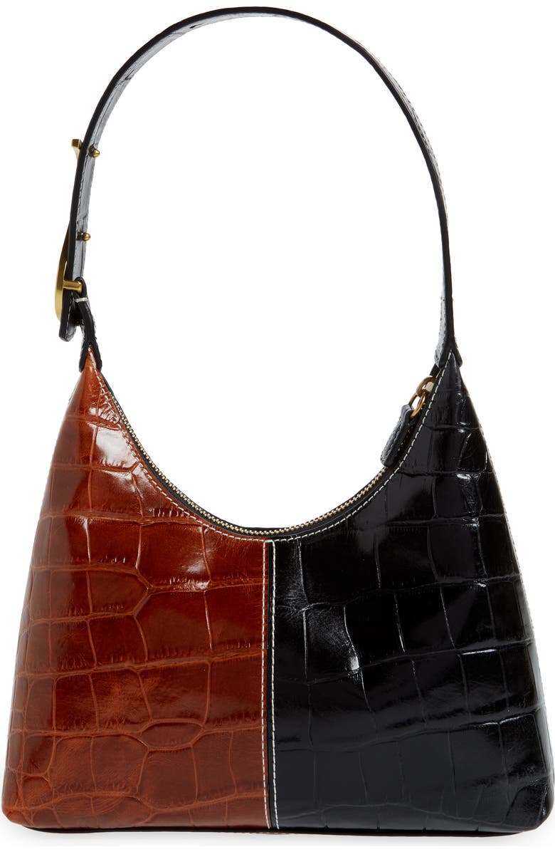 STAUD Scotty Croc Embossed Leather Top Handle Bag, Alternate, color,