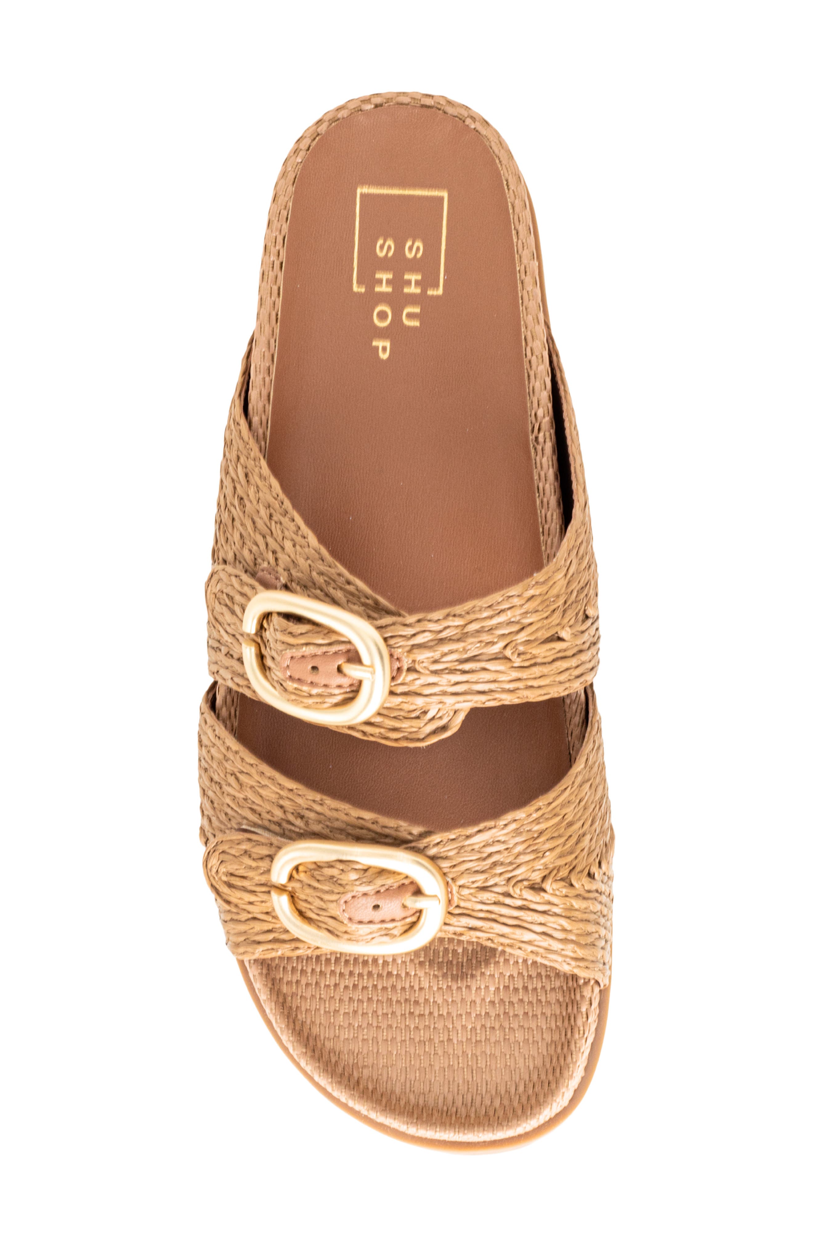 SHUSHOP Demi Slide Sandal, Alternate, color, Brown Woven