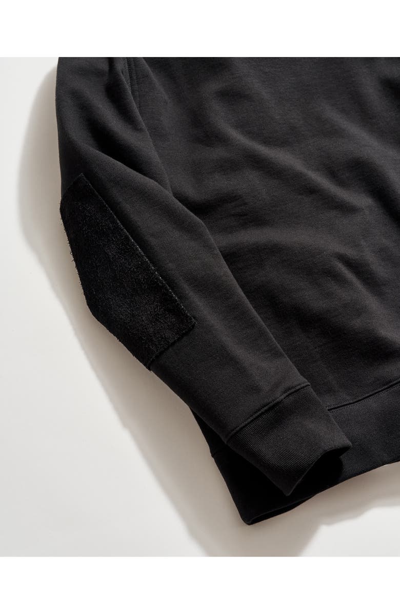 Billy Reid Dover Crewneck Sweatshirt with Leather Elbow Patches, Alternate, color, Black