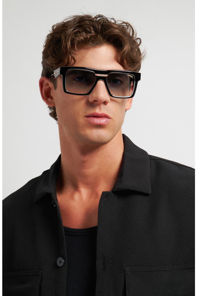 Victory 55mm Gradient Rectangular Sunglasses, Alternate, color, BLACK CRYSTAL/ DK BLUE SF