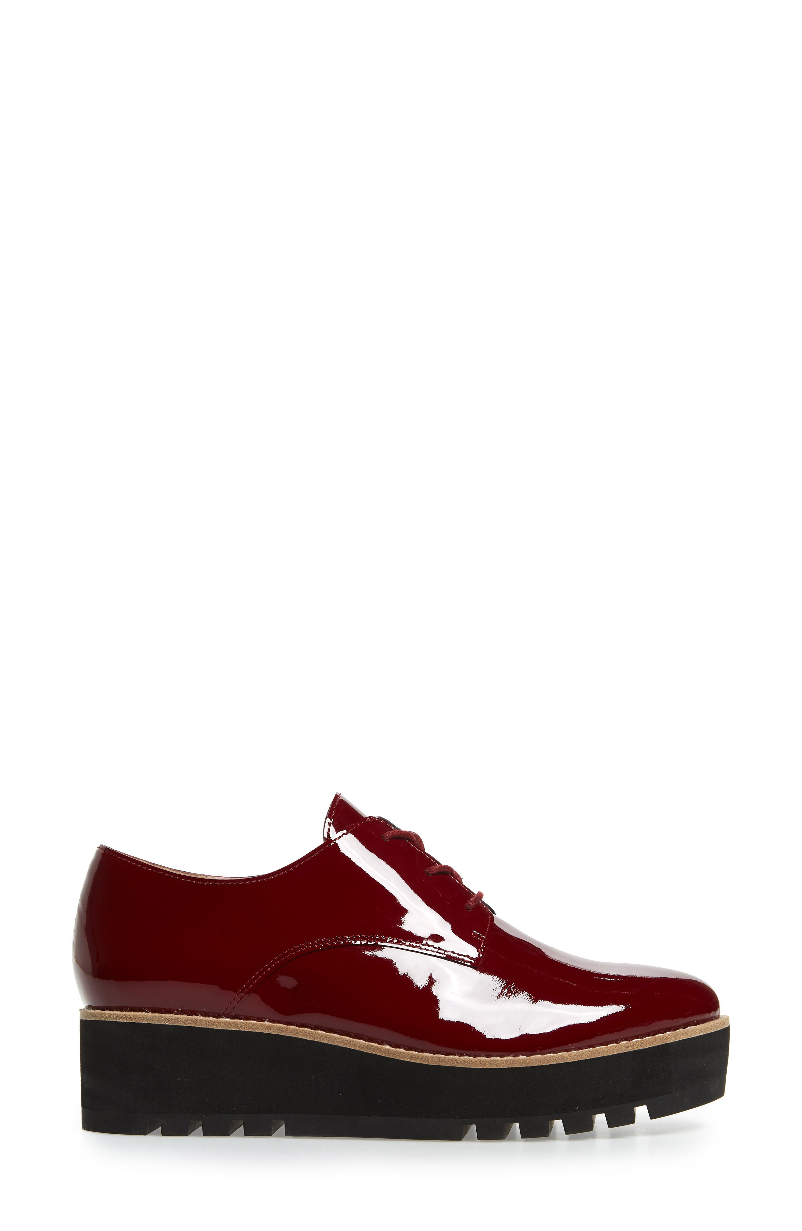 Eileen Fisher Eddy Derby, Alternate, color, Burgundy Patent Leather