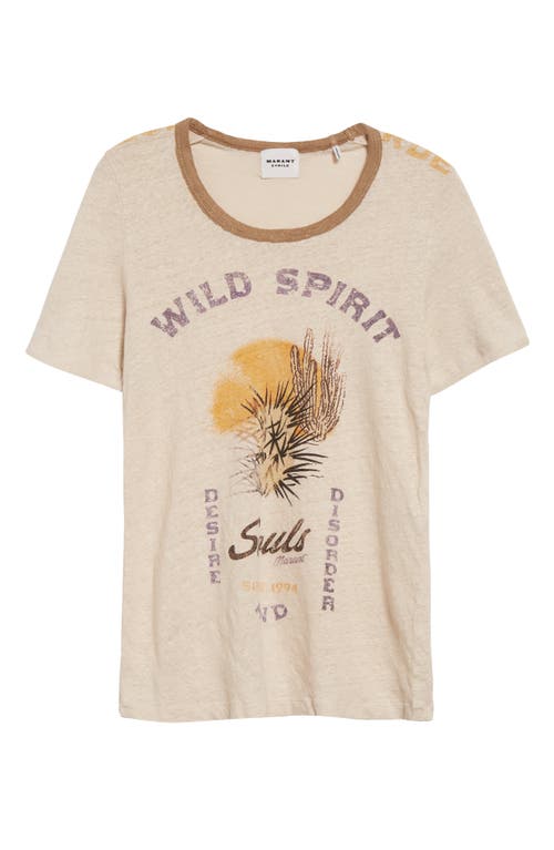 Isabel Marant Étoile Kiliann Linen Graphic T-shirt In Ecru/sand