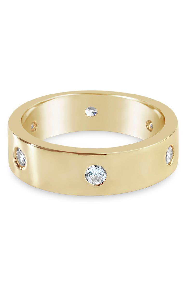 Sterling Forever Bezel Cubic Zirconia Accent Band Ring, Main, color,