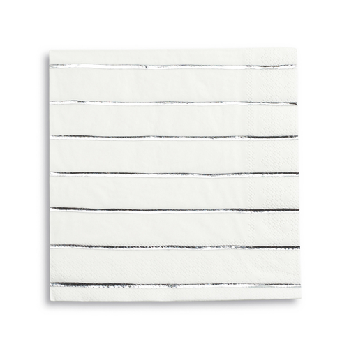 Daydream Society Frenchie Striped Large Napkins In Silver