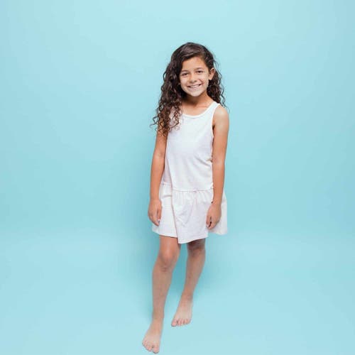 Norani Kids Organic Drop Waist Dress With Matching Biker Shorts In Pink Stripes