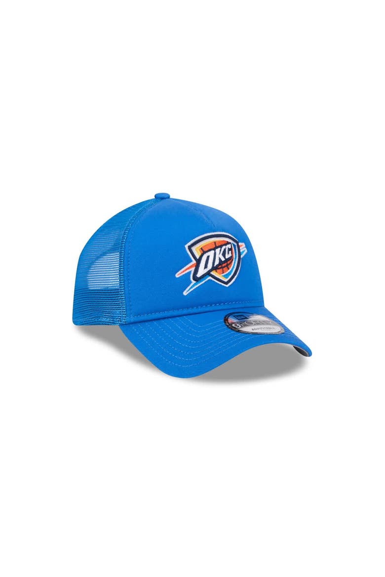 Men's New Era Blue Oklahoma City Thunder Core Logo Foam Front A-Frame 9FORTY Adjustable Trucker Hat, Alternate, color, Blue