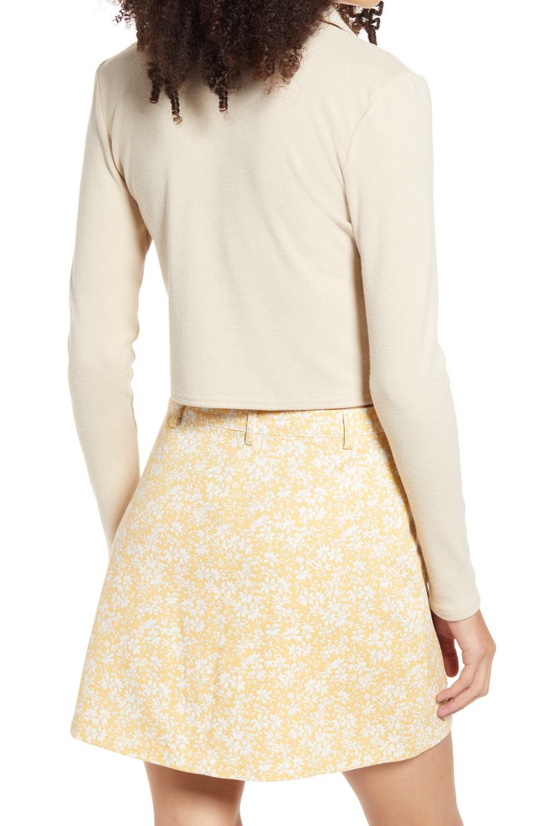 BP. Button Front Crop Rib Shirt, Alternate, color, 
