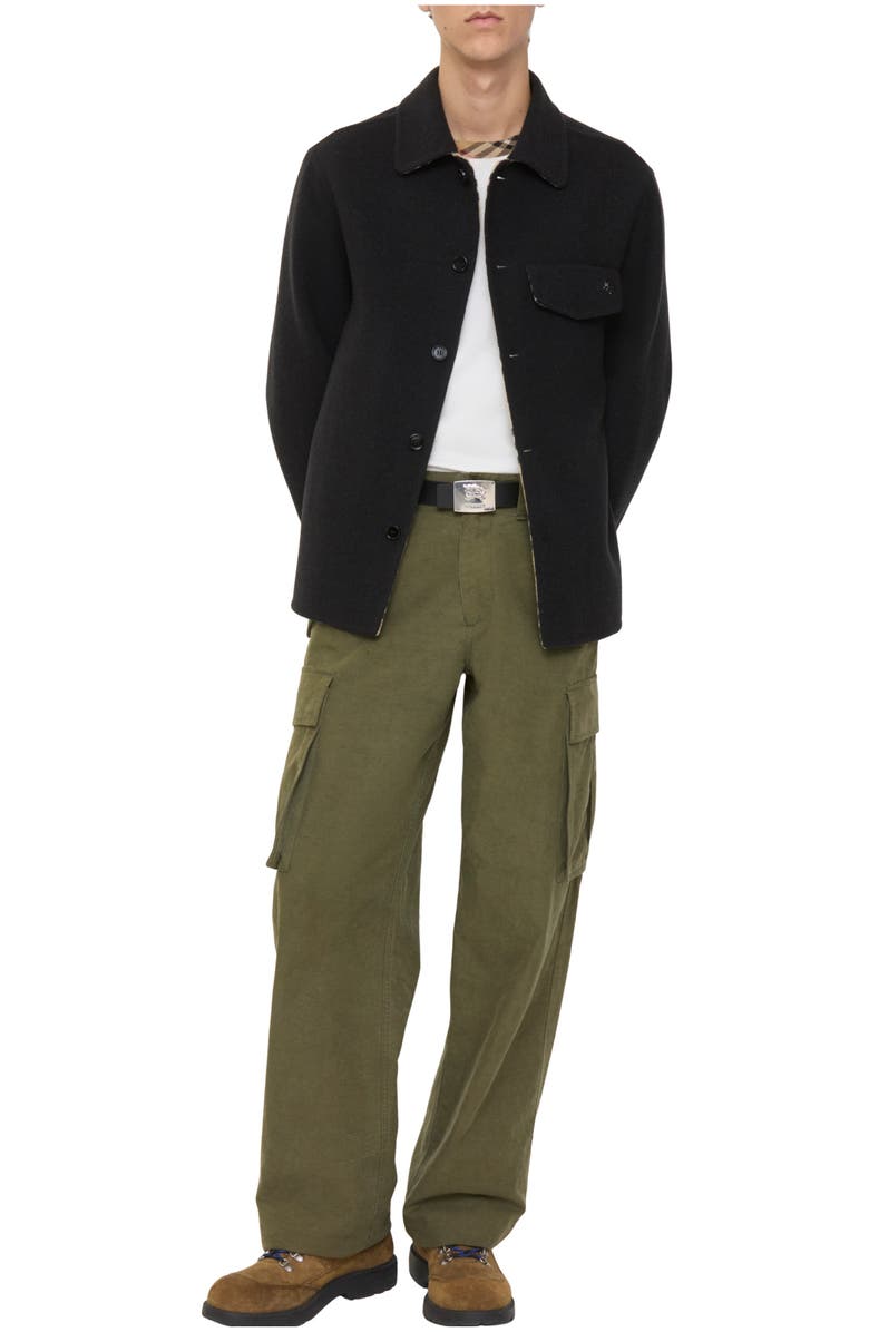 Burberry Wool Overshirt, Main, color, Black/Sand Beige