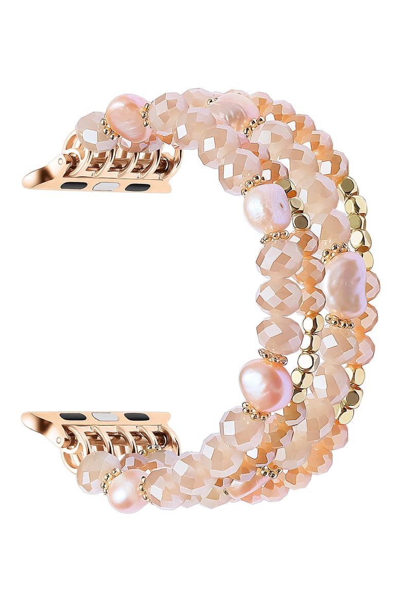 Demi Rose Gold Beaded Bracelet Apple Watch® Band, Alternate, color, ROSE GOLD