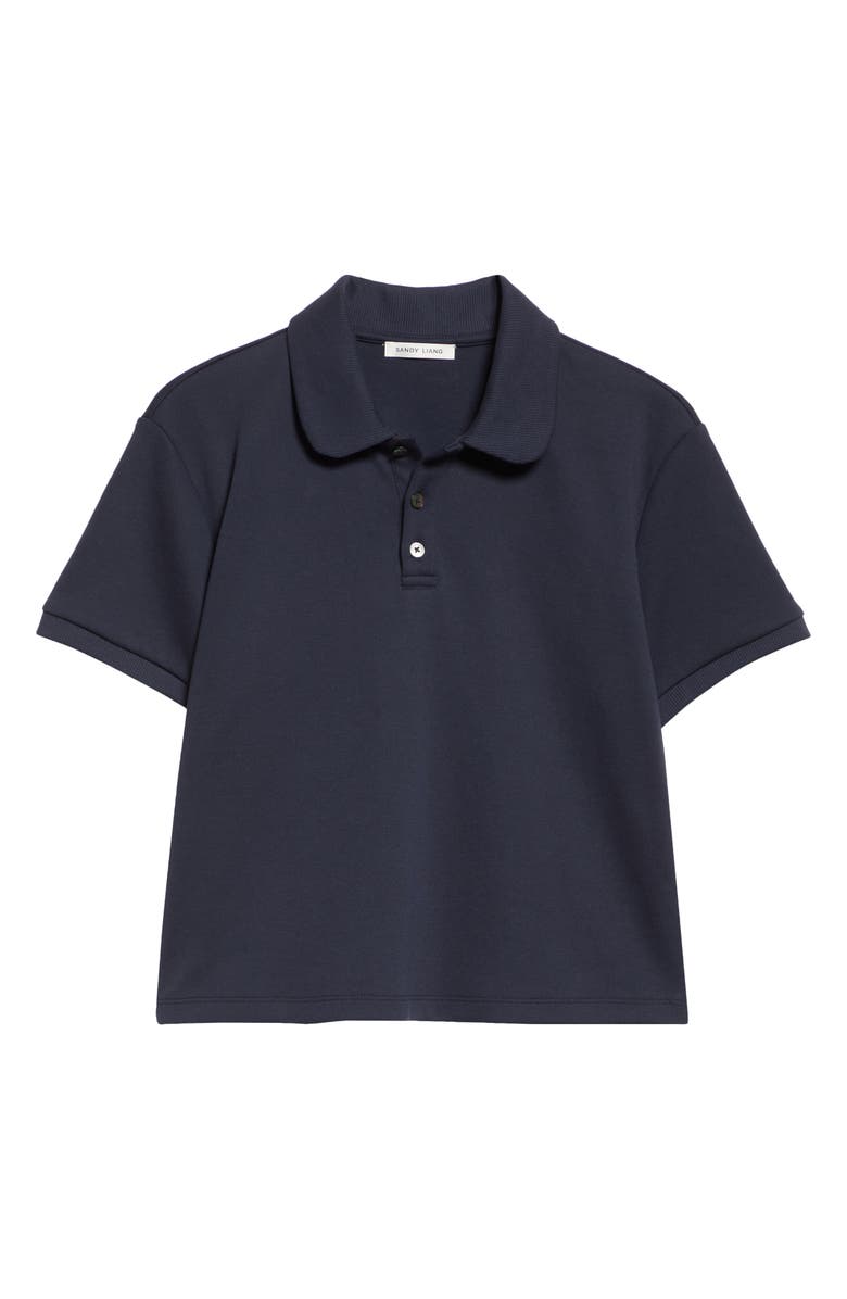Sandy Liang Louise Piqué Polo, Main, color, Navy