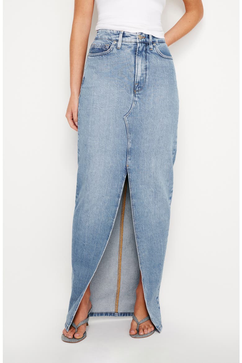Slit Front Denim Maxi Skirt, Main, color, INDIGO599