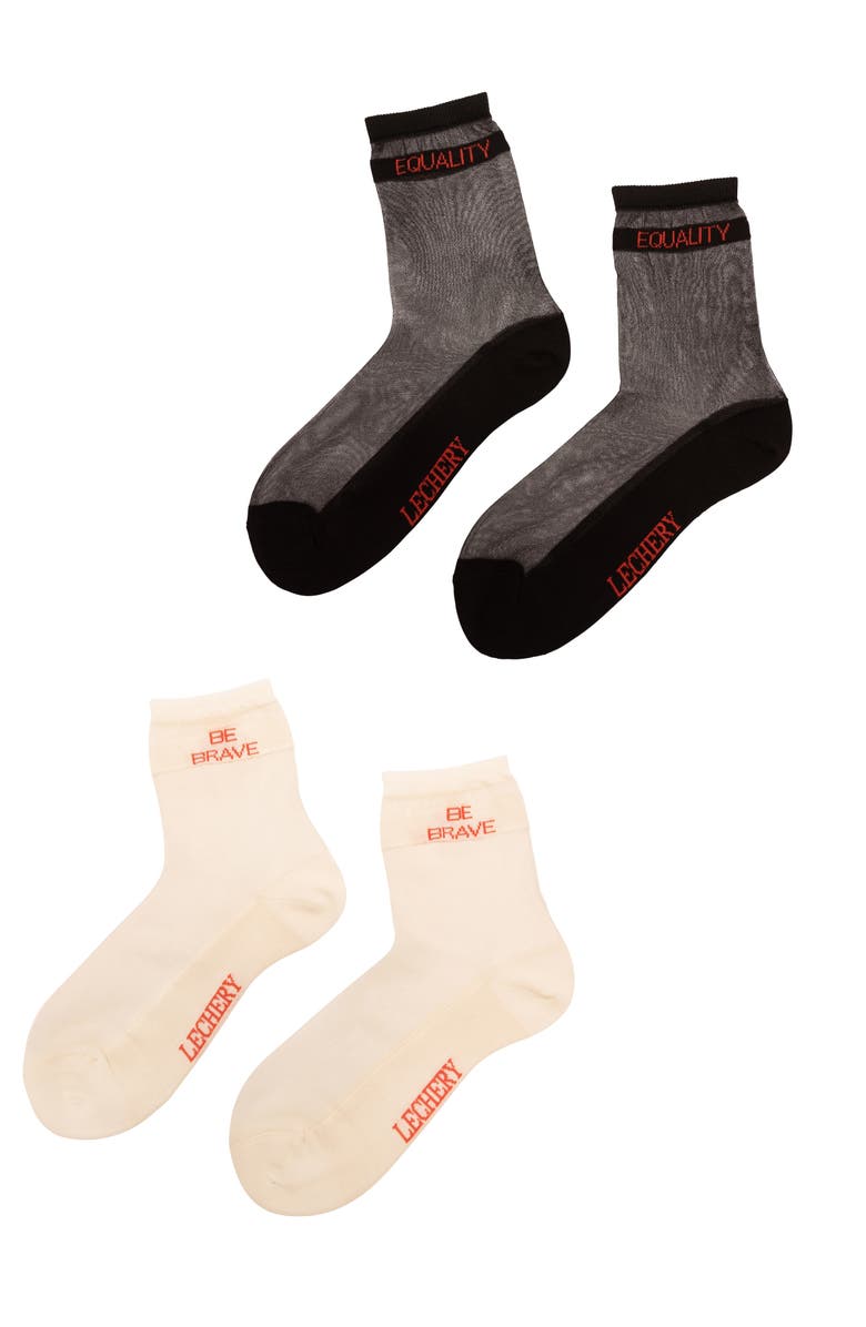 LECHERY<sup>®</sup> 2-Pack Be Brave & Equality Sheer Crew Socks, Main, color, 