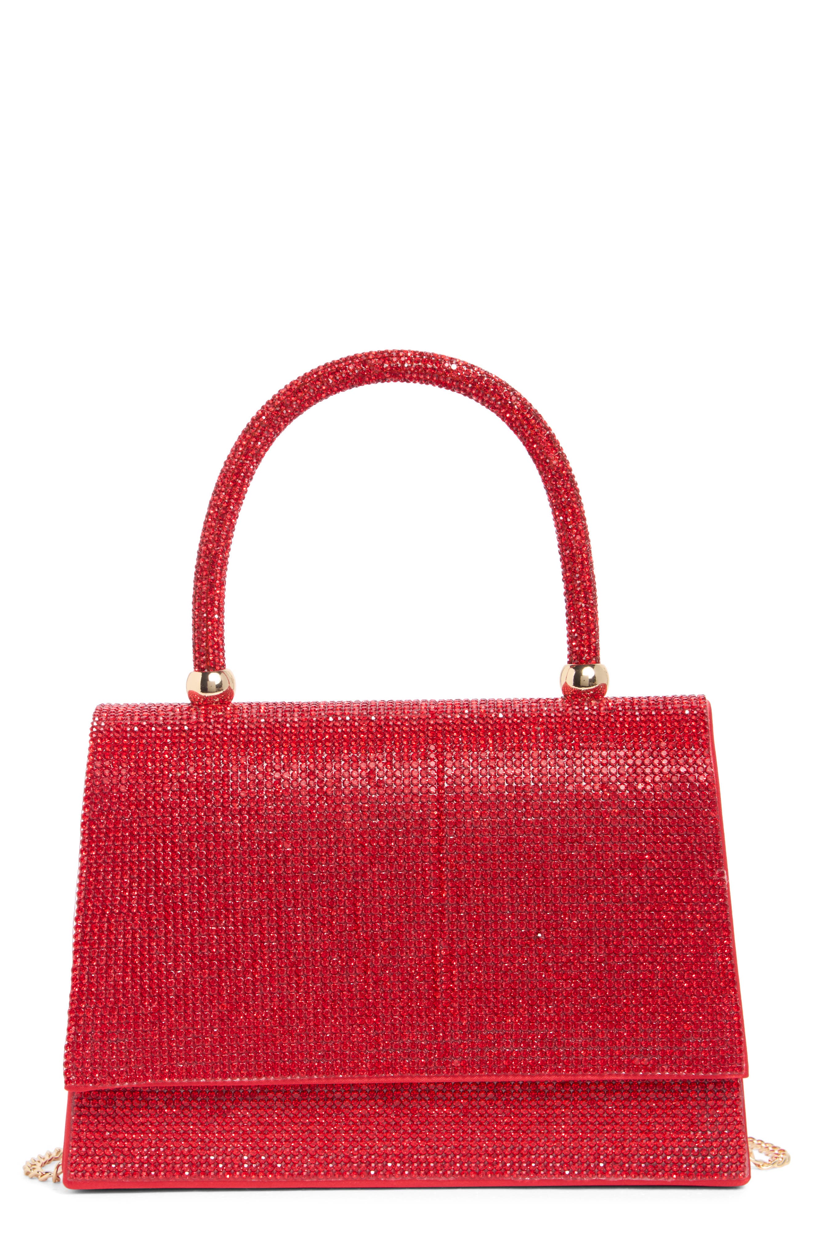 ALESSIA BIANCHI Crystal Embellished Clutch, Main, color, Red