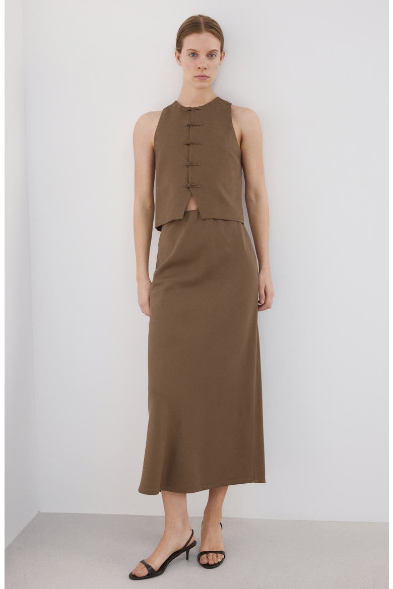 Straight Midi Skirt, Alternate, color, BROWN