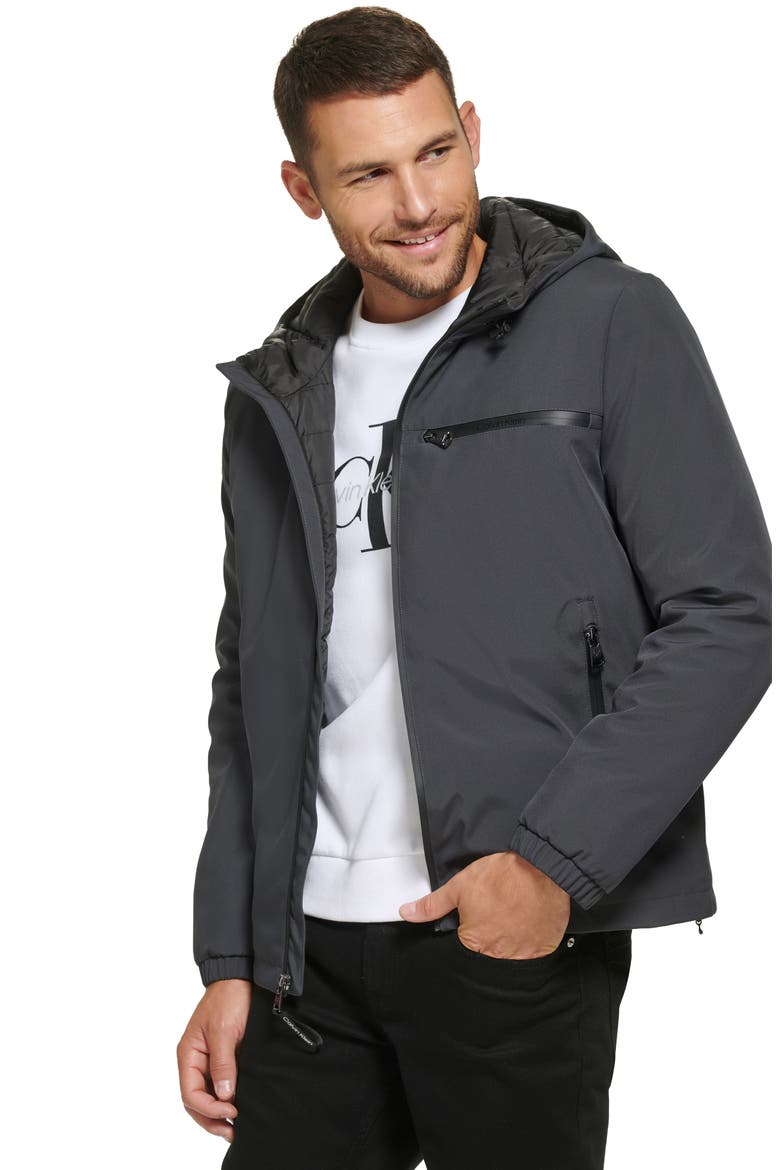 Water Resistant Hooded Jacket, Alternate, color, IRON