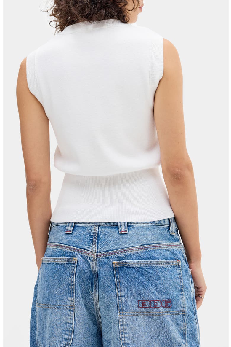 Front Button Knit Sweater Vest, Alternate, color, WHITE
