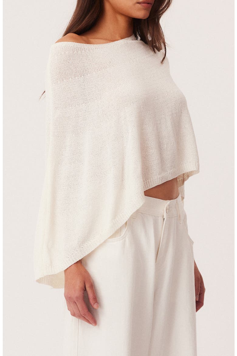 Misty Knit Off the Shoulder Poncho, Alternate, color, OFF WHITE