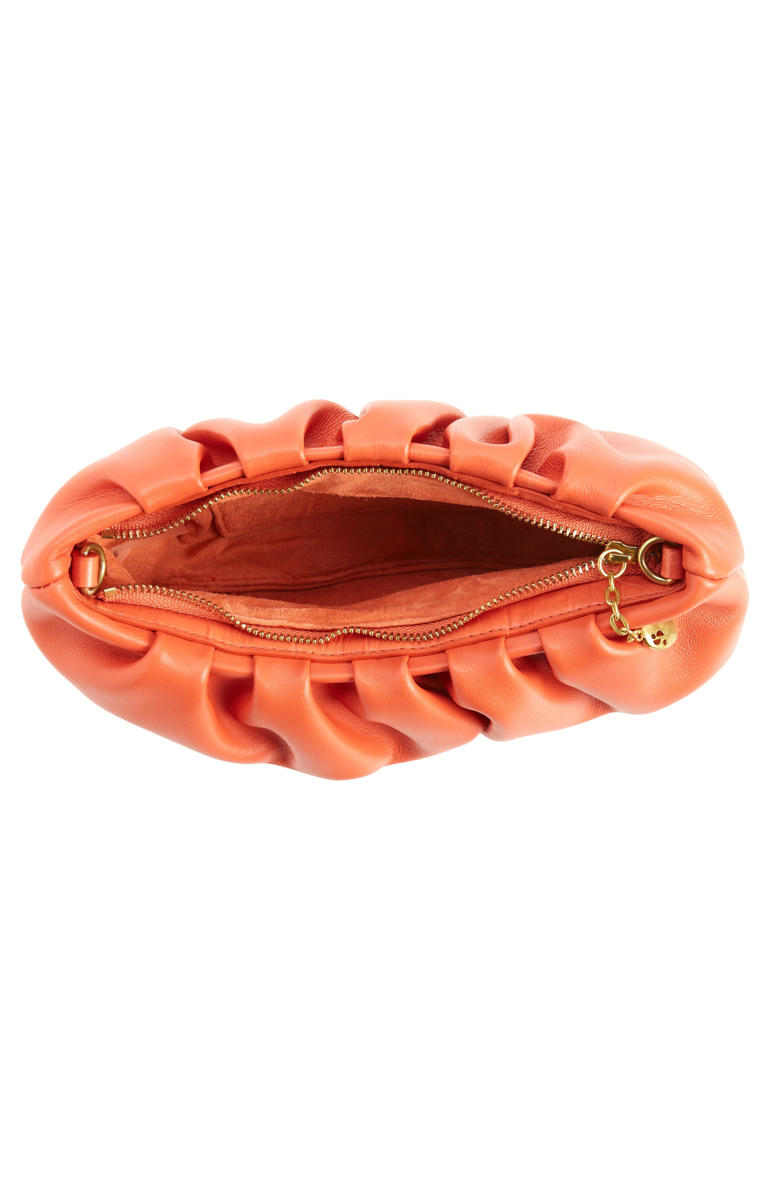 STAUD Bean Leather Clutch, Alternate, color, Blood Orange