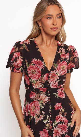 Logen Floral Puff Sleeve Midi Dress