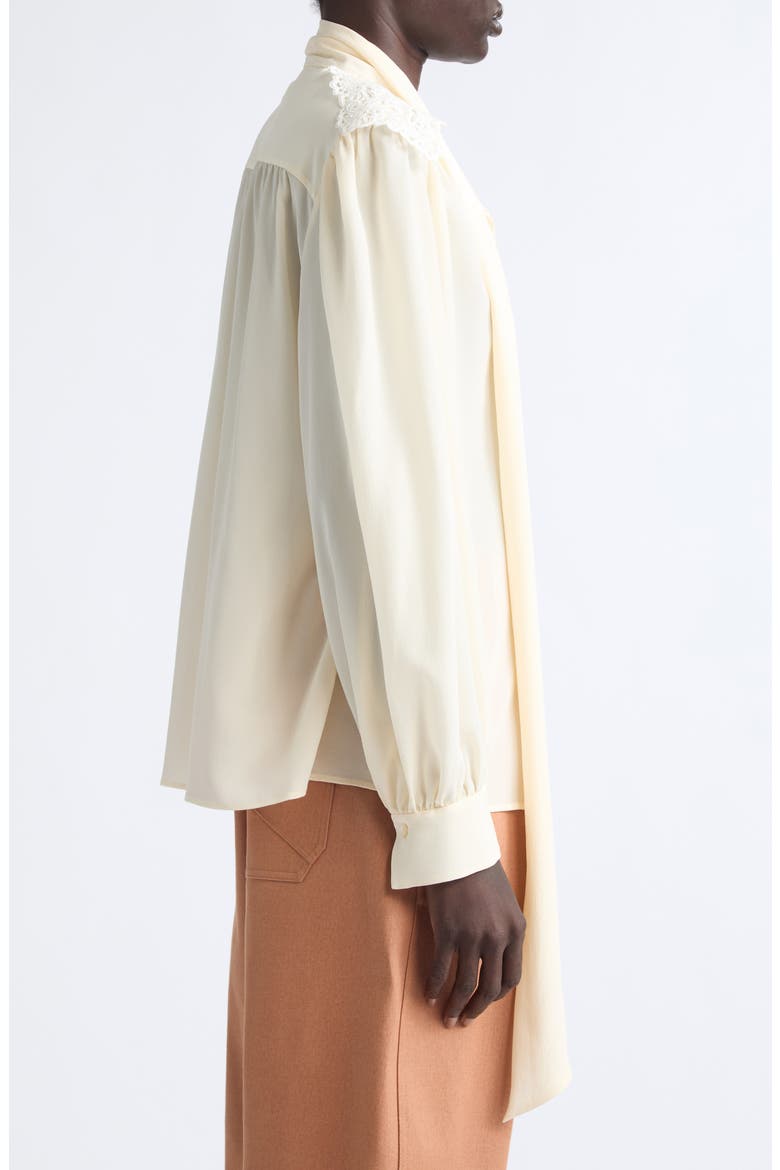 Pussybow Silk Crêpe de Chine Shirt, Alternate, color, PRISTINE WHITE