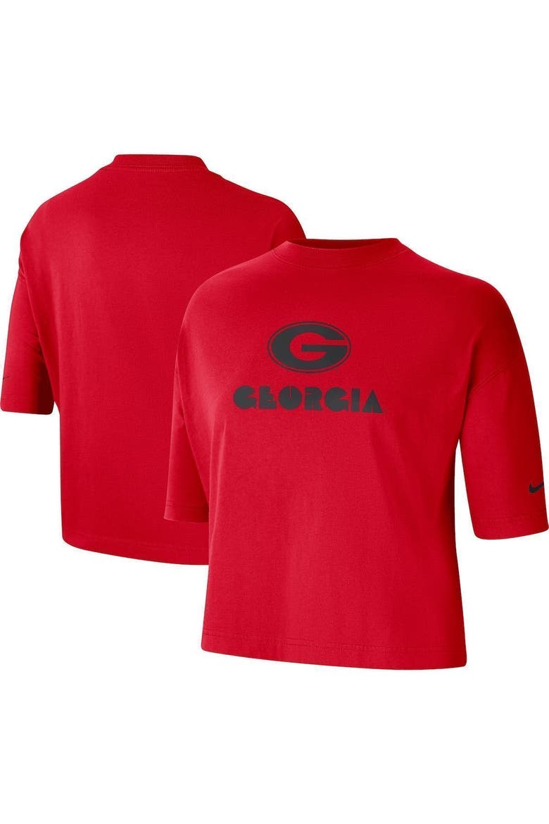 Women's Nike Red Georgia Bulldogs Crop Performance T-Shirt, Main, color, Red