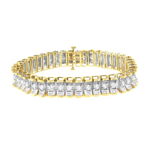 14K Gold 5.0 Cttw Diamond Reflective Tennis Bracelet