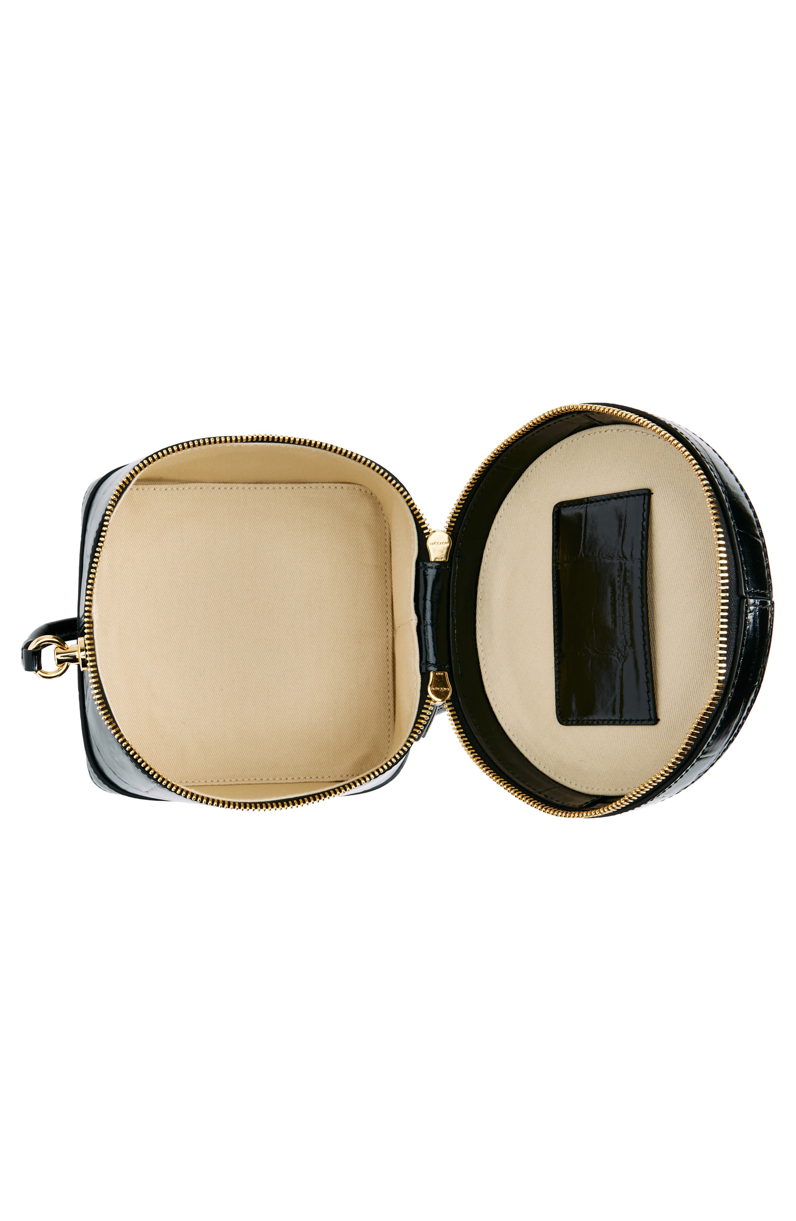 Jacquemus Le Vanito Circular & Square Croc Embossed Leather Shoulder Bag, Alternate, color, 