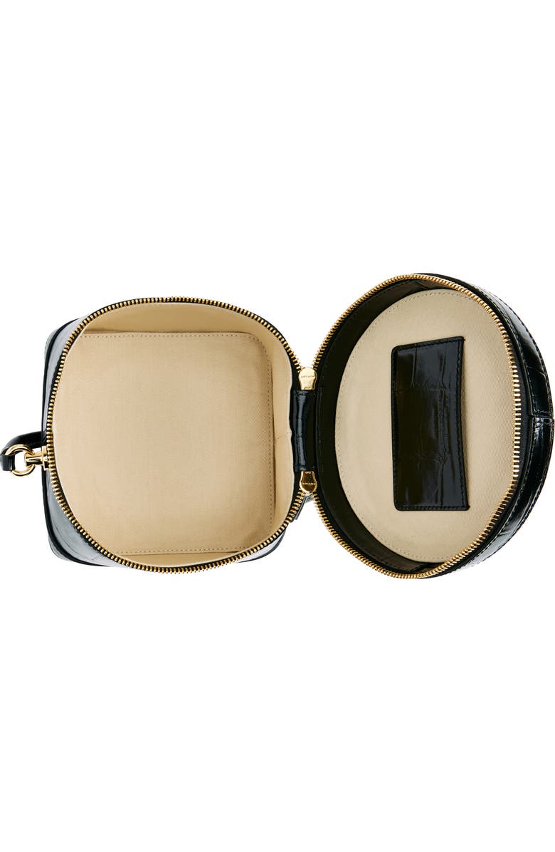 Jacquemus Le Vanito Circular & Square Croc Embossed Leather Shoulder Bag, Alternate, color,