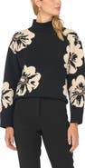 Vince Camuto Floral Jacquard Mock Neck Sweater