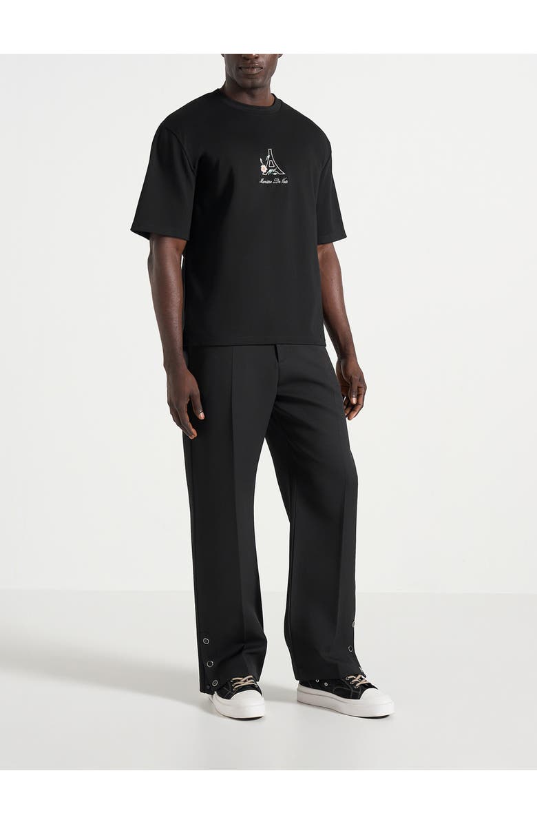 Manière De Voir TS008 Unisex Floral Eiffel Cotton T-Shirt, Alternate, color, Black