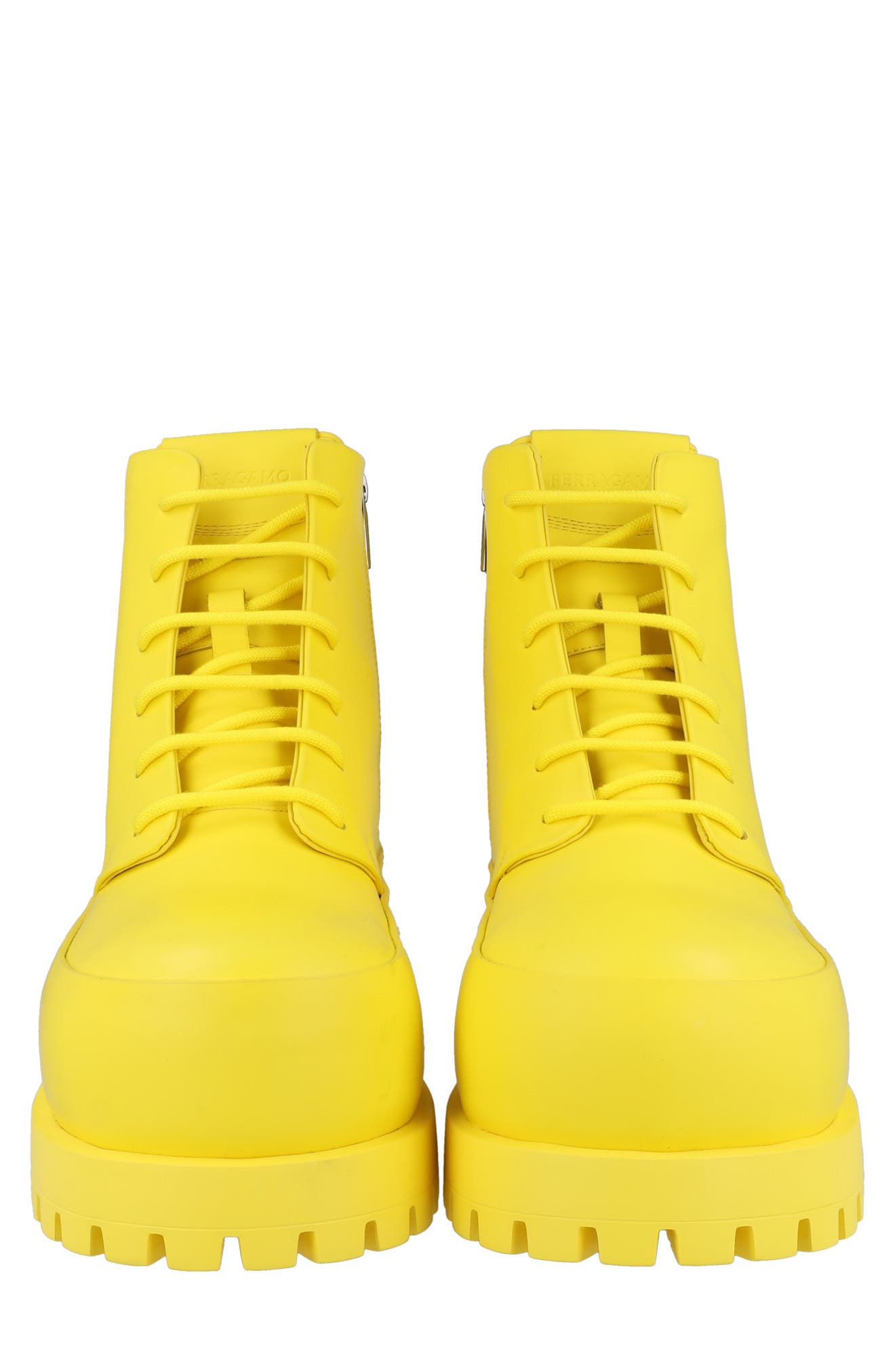 FERRAGAMO Lace-Up Combat Boot, Alternate, color, Yellow
