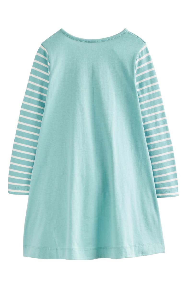 Mini Boden Kids' Bunny & Egg Appliqué Long Sleeve Cotton Dress, Alternate, color, 