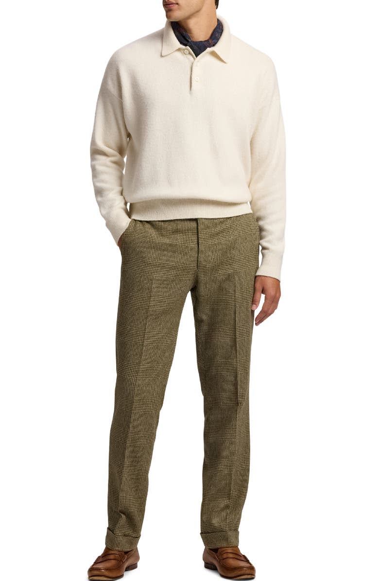 Ralph Lauren Purple Label Long Sleeve Cashmere & Alpaca Rugby Polo Sweater, Alternate, color, Classic Cream