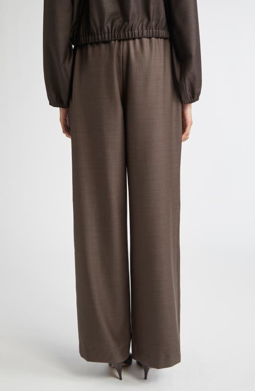 Loulou De Saison Cove Virgin Wool Wide Leg Pants In Brown