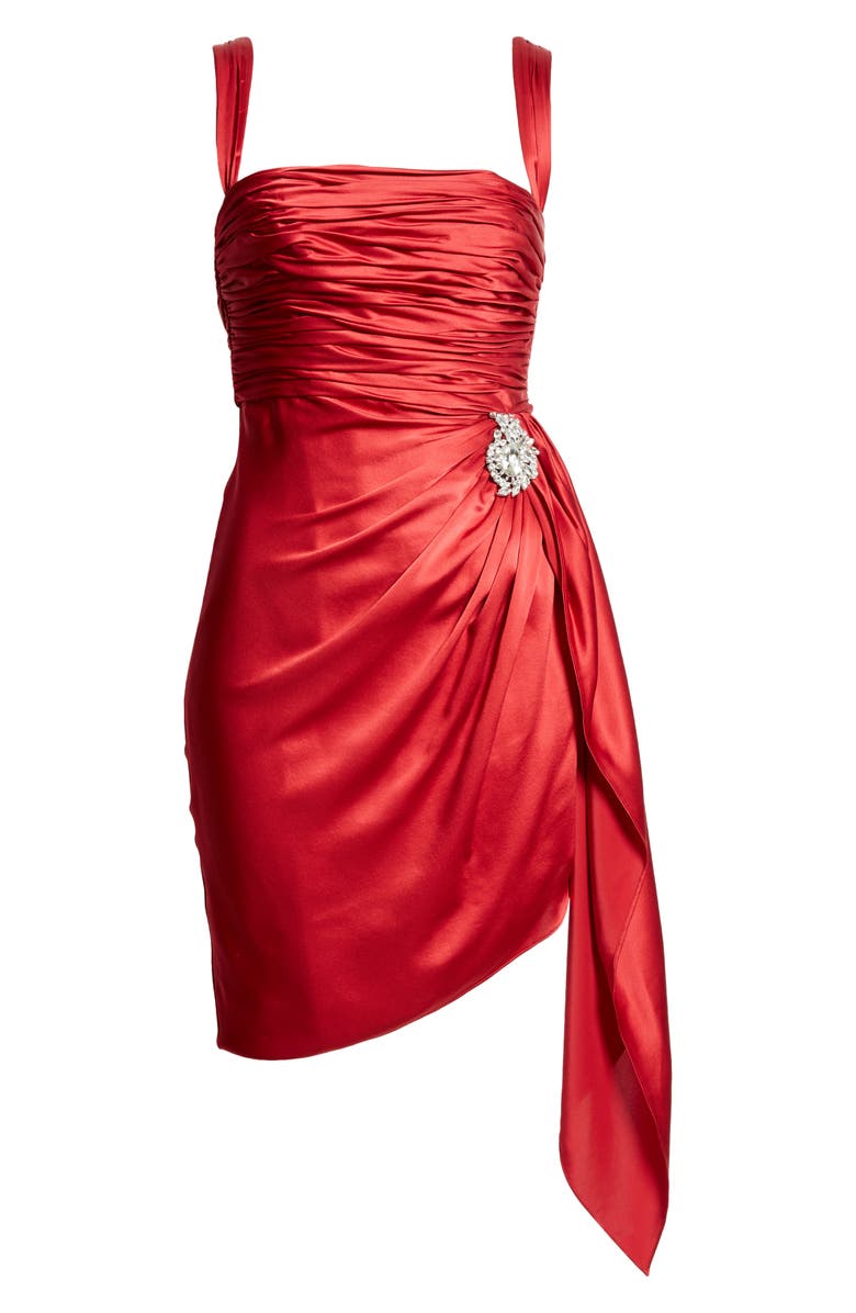 Cinq à Sept Tate Asymmetric Hem Silk Minidress, Alternate, color, Red Currant