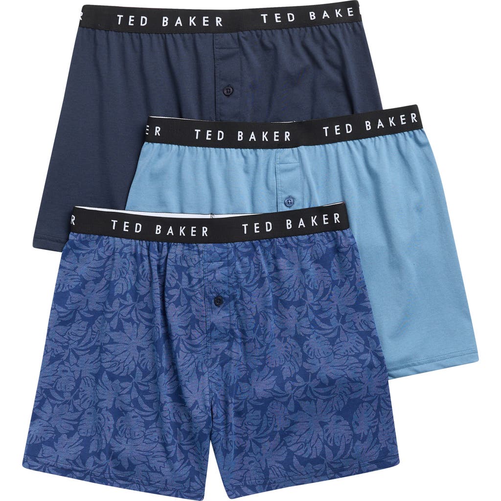 Ted Baker Assorted 3-pack Knit Boxers In Blue