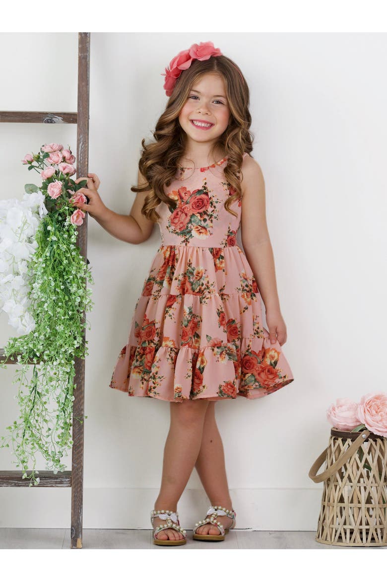 Girls Boho Blossom Tank Tiered Dress, Alternate, color, Pink