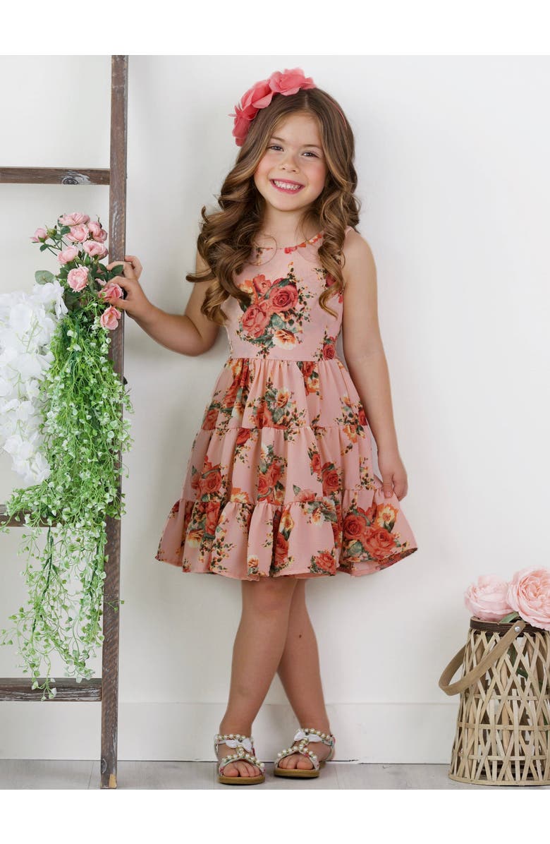 Mia Belle Girls Girls Boho Blossom Tank Tiered Dress, Alternate, color, Pink