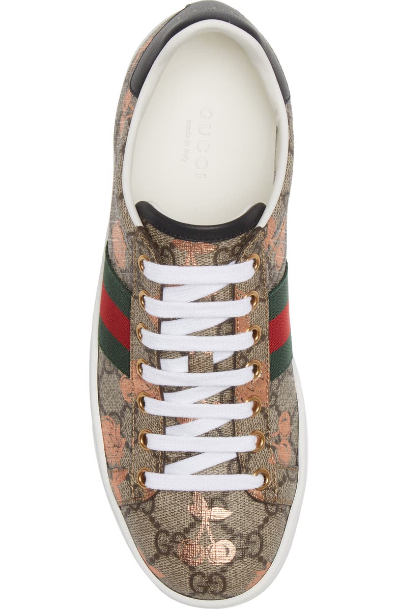 Gucci New Ace Metallic Berry Print Sneaker, Alternate, color,