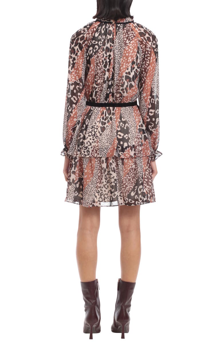 DONNA MORGAN FOR MAGGY Flounce Long Sleeve Minidress, Alternate, color, Ivory/ Mocha