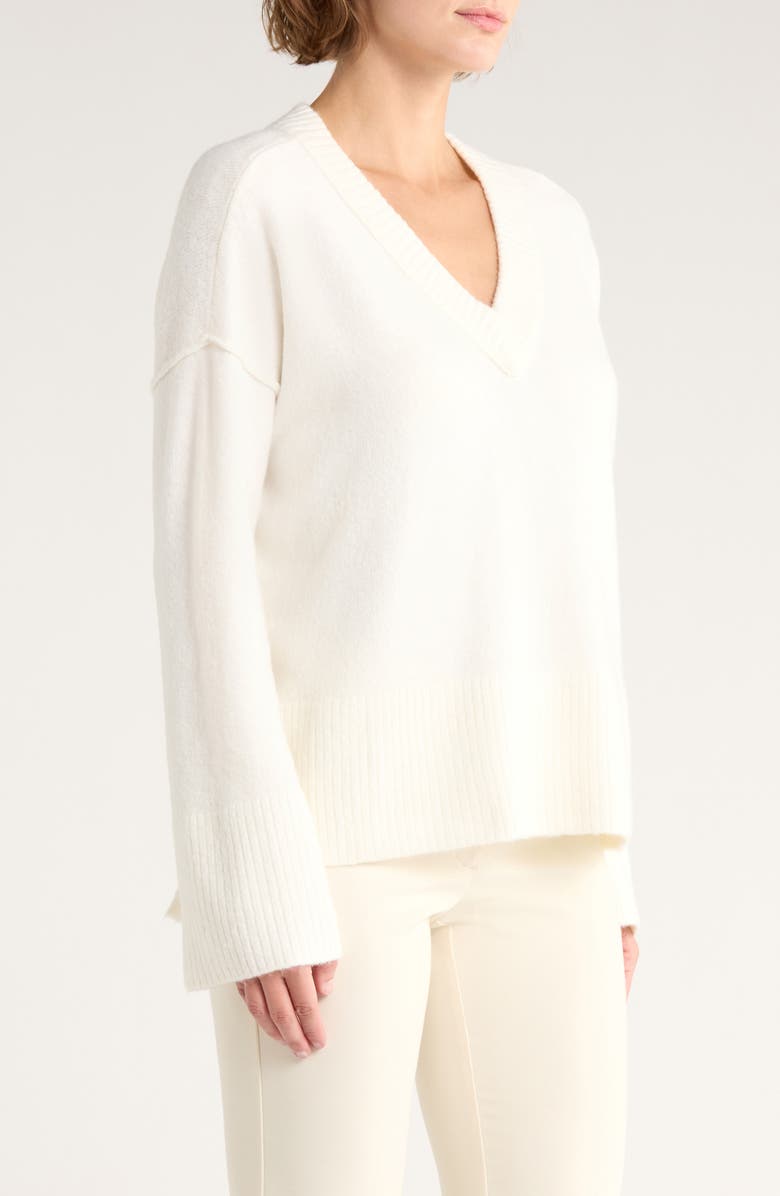 Vince Camuto High-Low V-Neck Sweater, Alternate, color, Antique White